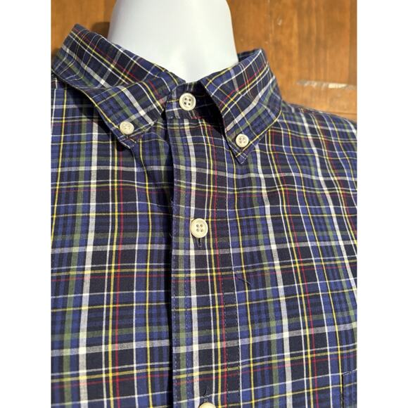 Chaps Shirt Men's 2XLT Long Sleeve Button Down Stretch Easy Care Blue Plaid - Picture 2 of 16